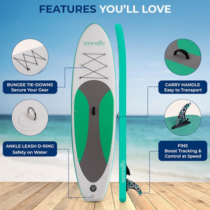 Stand up Inflatable Paddle Board with Premium SUP Accessories – Wide Stable Design with Non-Slip EVA Deck Pad for Adults and Youth of All Skill Levels
