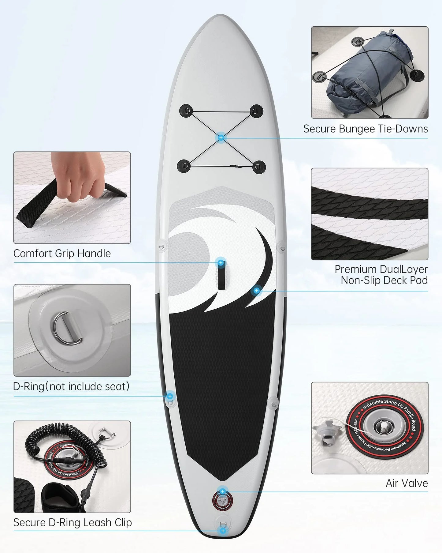 Paddle Board Inflatable 6In Hick Board with Accessories with Fast Pumping for Adults