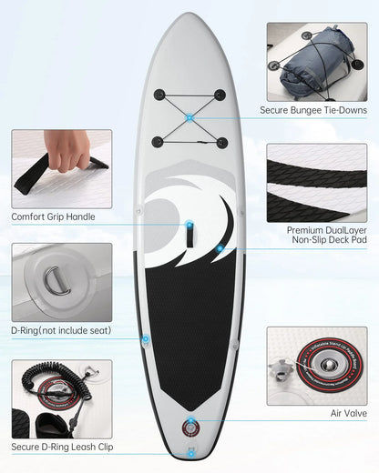 Paddle Board Inflatable 6In Hick Board with Accessories with Fast Pumping for Adults