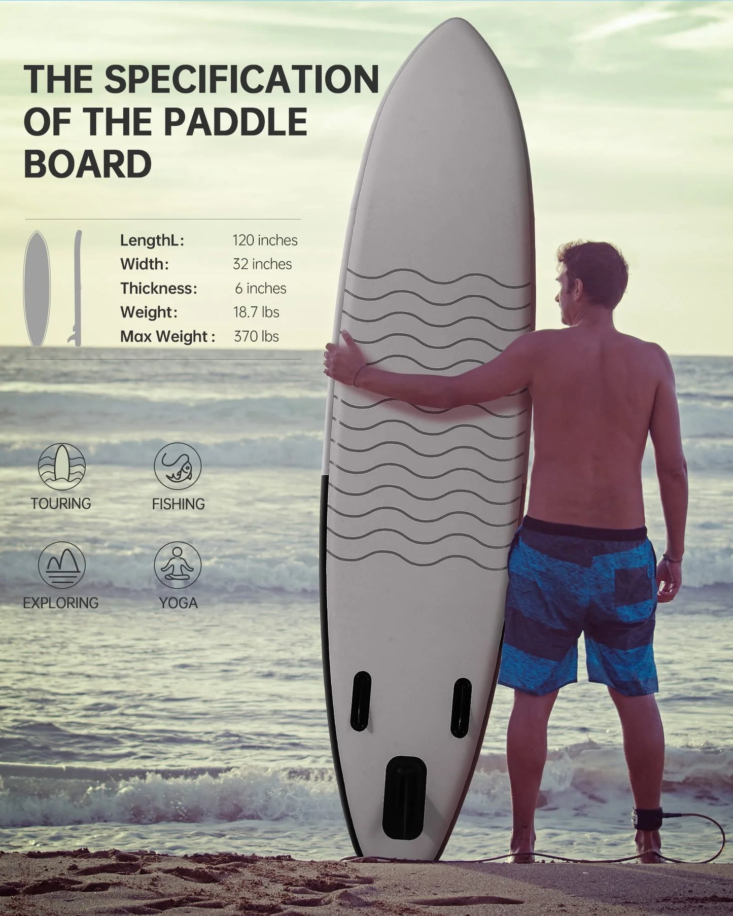 Paddle Board Inflatable 6In Hick Board with Accessories with Fast Pumping for Adults