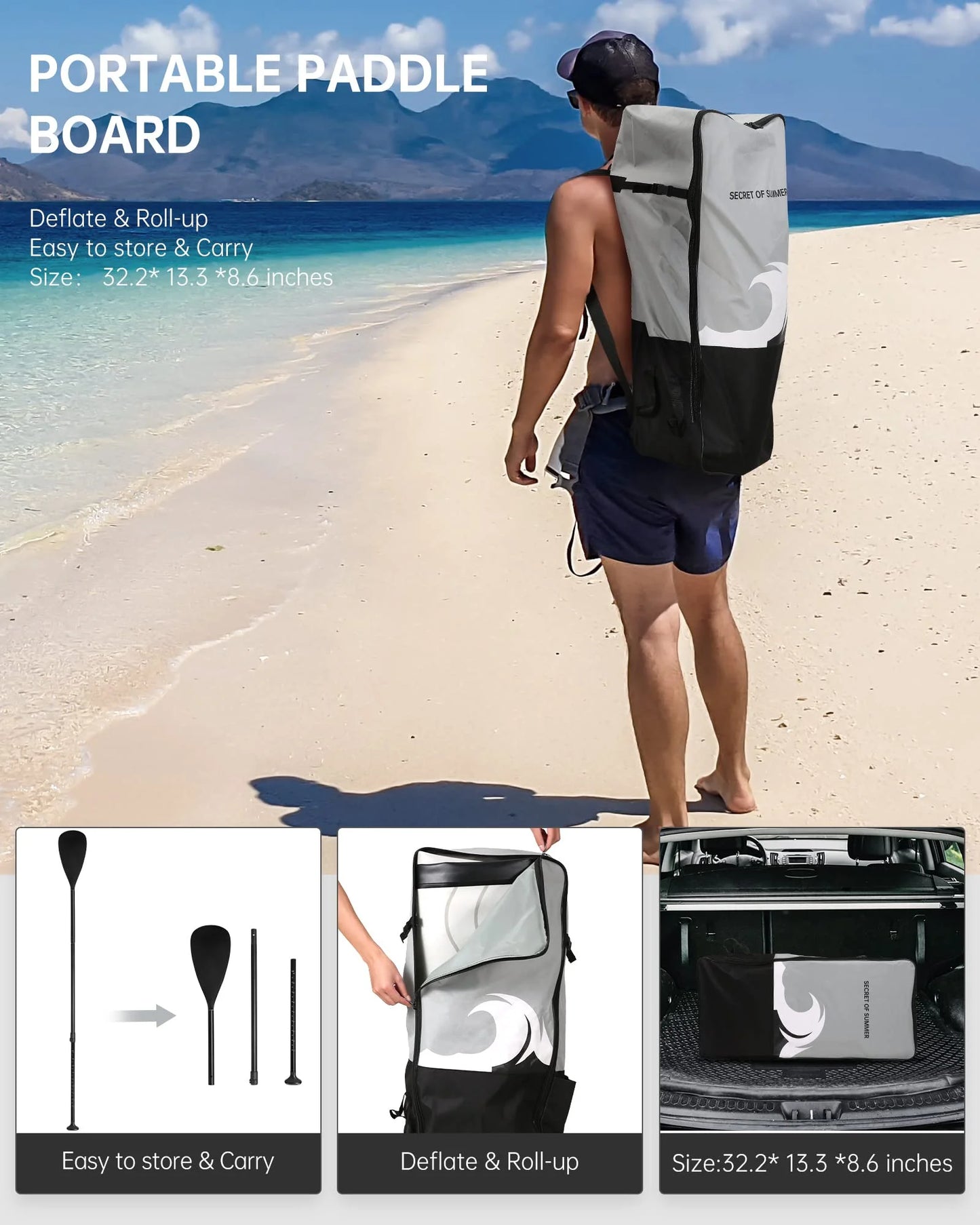 Paddle Board Inflatable 6In Hick Board with Accessories with Fast Pumping for Adults