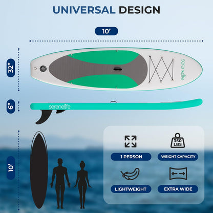 Stand up Inflatable Paddle Board with Premium SUP Accessories – Wide Stable Design with Non-Slip EVA Deck Pad for Adults and Youth of All Skill Levels